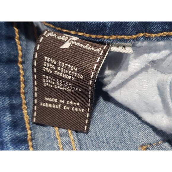 7 For all Mankind Distressed Dark Washed Blue Jean Shorts | Girls Size 14 - Picture 5 of 7